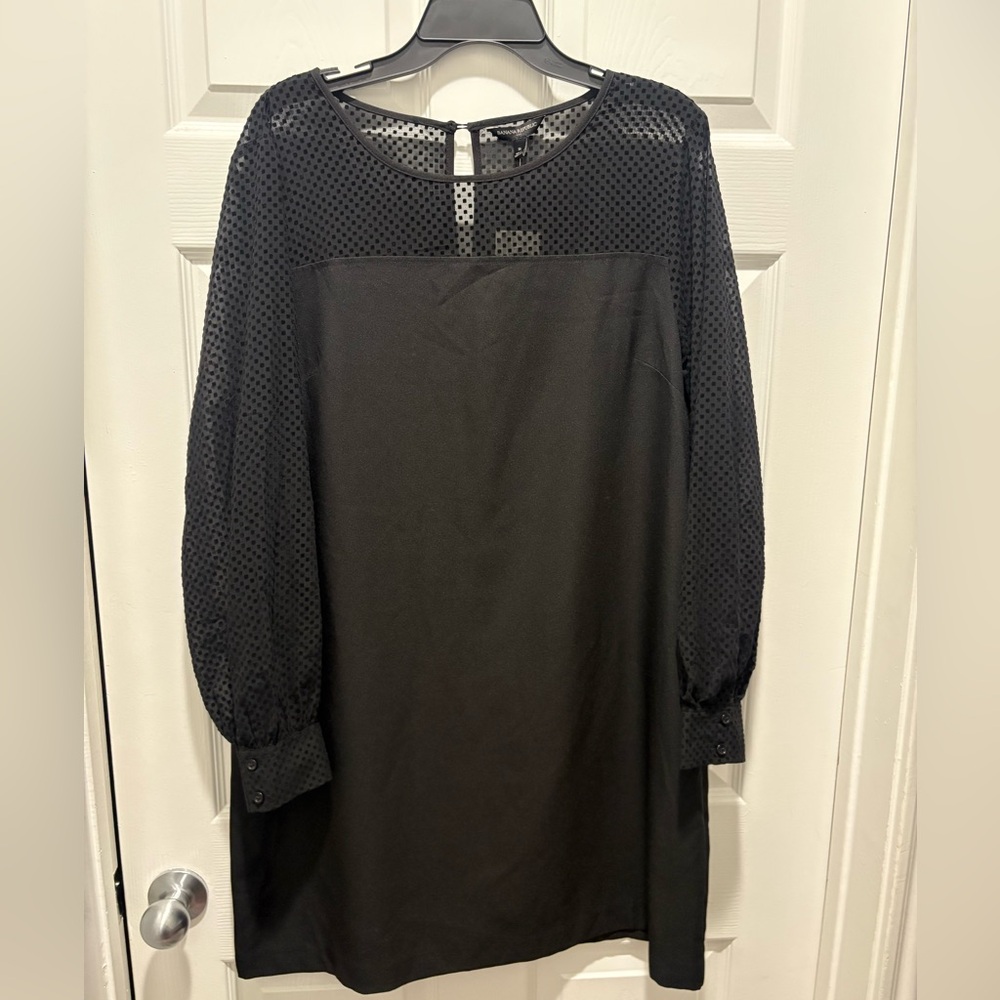 Banana Republic Black Mini dress with Sheer Dotted Design